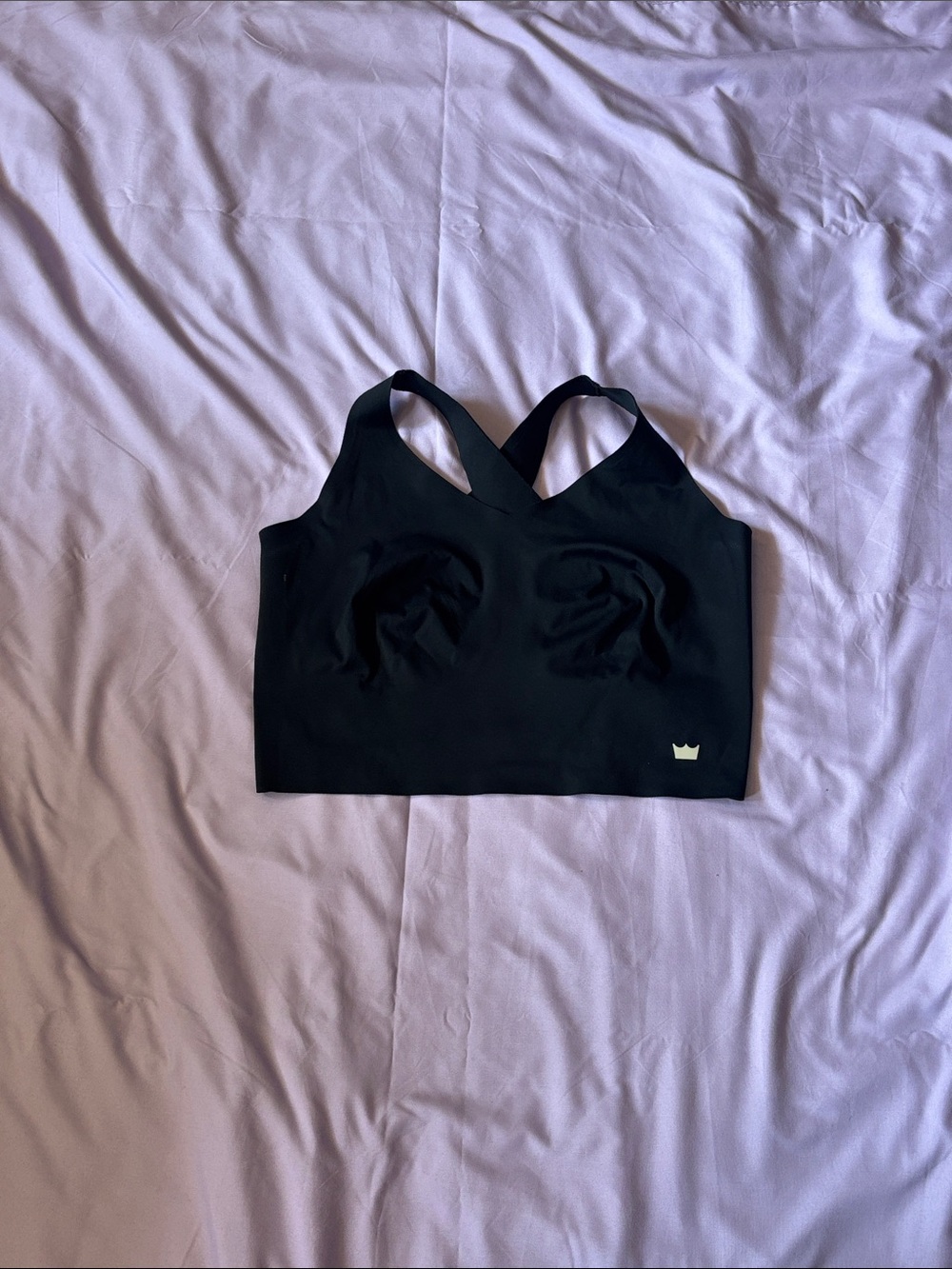 SHEFIT Black Cropped Sports Bra with Cross-Back Straps (removed pads)